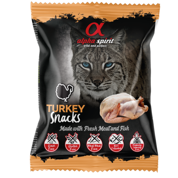 alpha spirit Cat Snacks Bag gewürfelt Truthahn 50g
