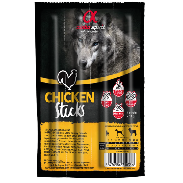 alpha spirit Dog Sticks Huhn 4er
