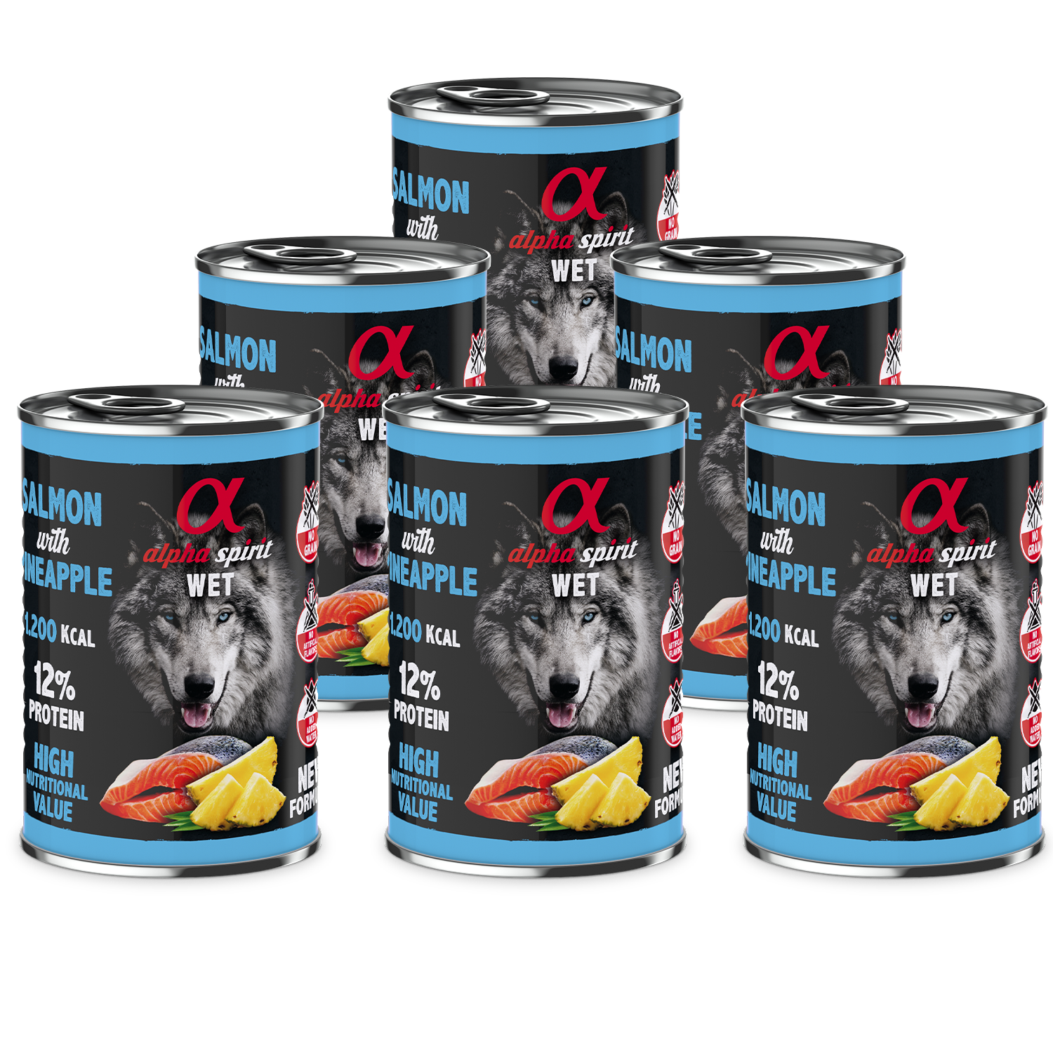 alpha spirit Dog 12% Protein Lachs mit Ananas 6x400g - alpha spirit Shop